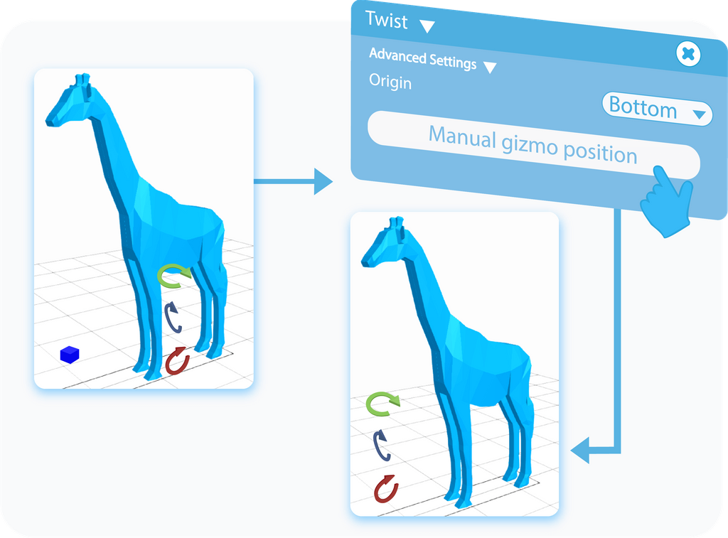 Manually customize Gizmo position of the Twist tool